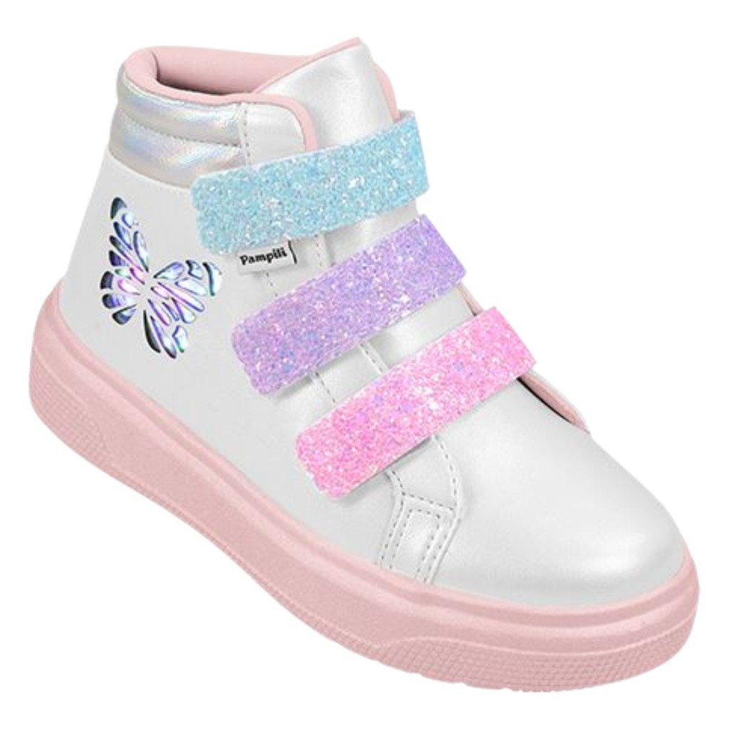 Tênis de Led Infantil Pampili XP 24 736.057 Borboleta Cano Médio