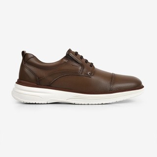 Sapato Masculino Modena Ferracini com Sola Branca Oxford de Couro Marrom E Cadarço Elástico 3167-719J