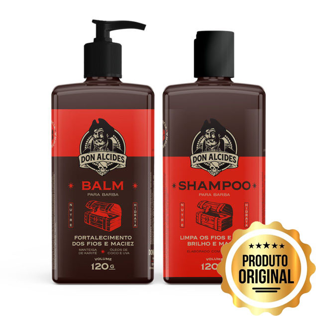 KIT SHAMPOO E BALM PARA BARBA DON ALCIDES BARBA NEGRA