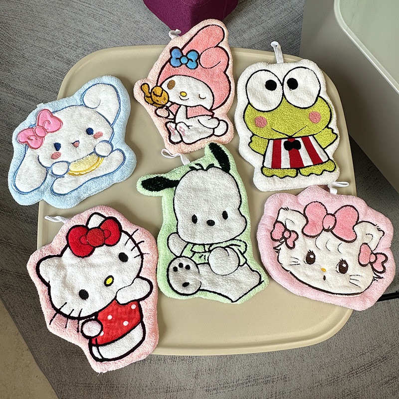 Sanrio toalha de mão dos desenhos animados bonito toalha de mão pendurado duplo engrossado absorvente macio Coral velo l