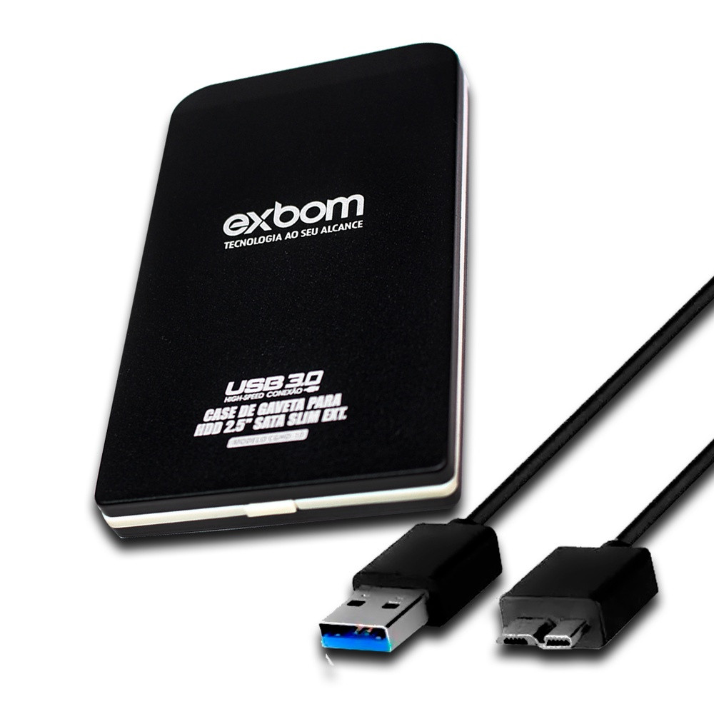 Case Para Hd De Notebook Gaveta Hd Externo 2.5 Exbom 3.0 Preto