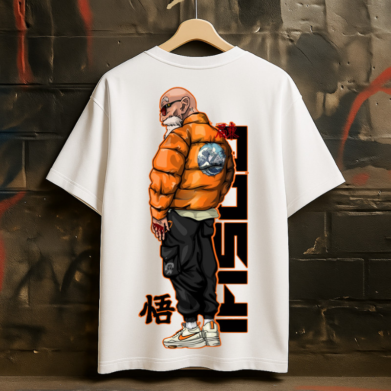 Camiseta Masculina Oversized Algodão Anime Mestre Kamehameha