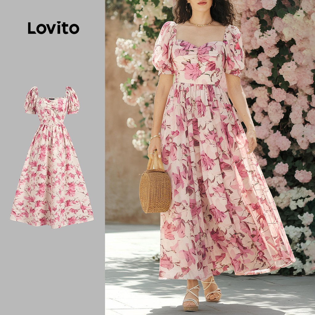 Lovito Vestido Casual De Férias Estilo Resort Com Zíper Para Primavera/verão Feminino LBL28250 em Oferta na Shopee