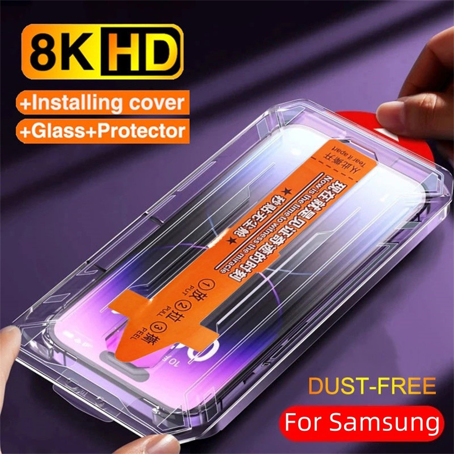 Película de vidro Fácil Instalação HD Para Samsung Galaxy S24 S20 Fe A52 A72 A11 A21S A31 A51 A71 A20 A30 Pelicula