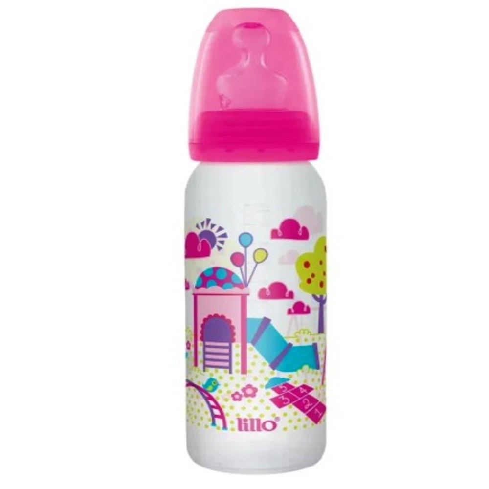Mamadeira Rosa Divertida Bico Silicone 240ml Tam.2 - Lillo em Oferta na Shopee