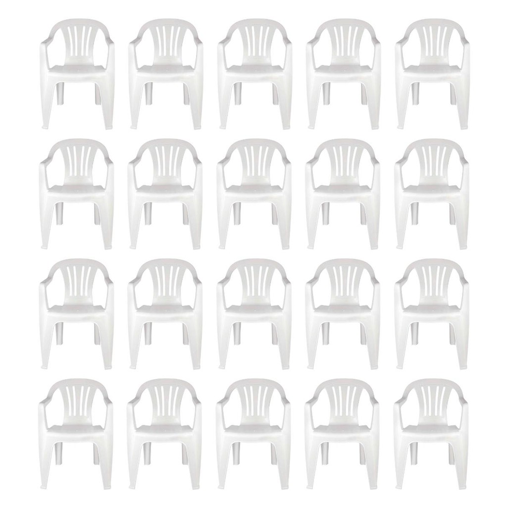 Kit 20 Cadeiras Poltrona Plástica Empilhavel Reforçada 182kg Mor em Oferta na Shopee