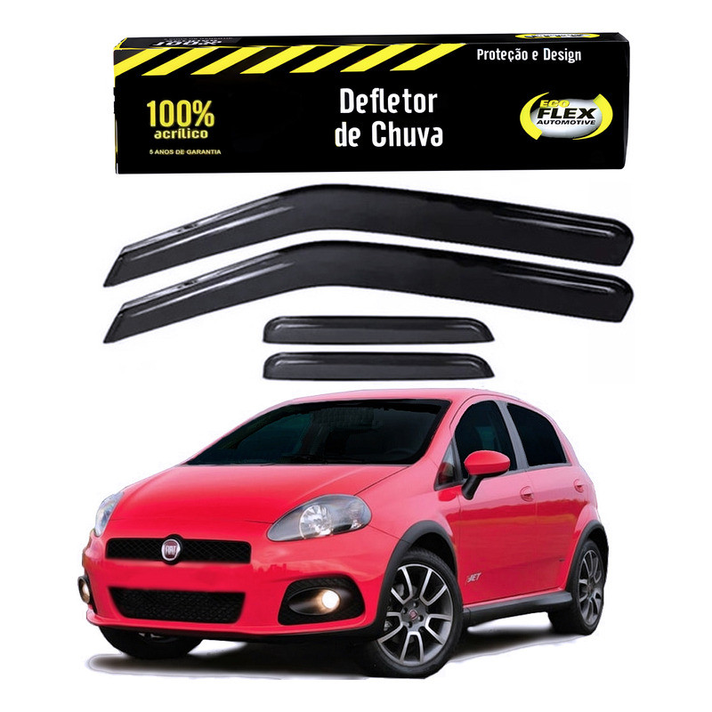 Jogo Calha Defletor Chuva Fiat Punto 1.4 T-jet 2009 A 2012 em Oferta na Shopee