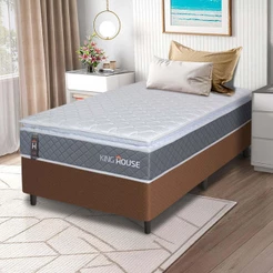 Conjunto Box Marrom Luanda Cinza Espuma D28 Solteiro 96x203x62 - King House
