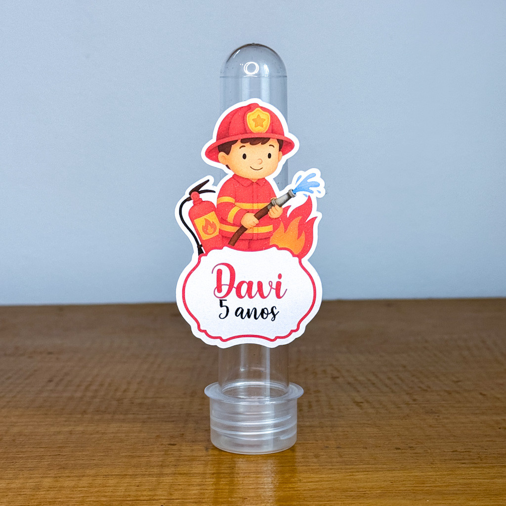 Apliques para Tubetes BOMBEIROS  / Tags com Nome / Personalizados para Lembrancinhas de Aniversário Infantil