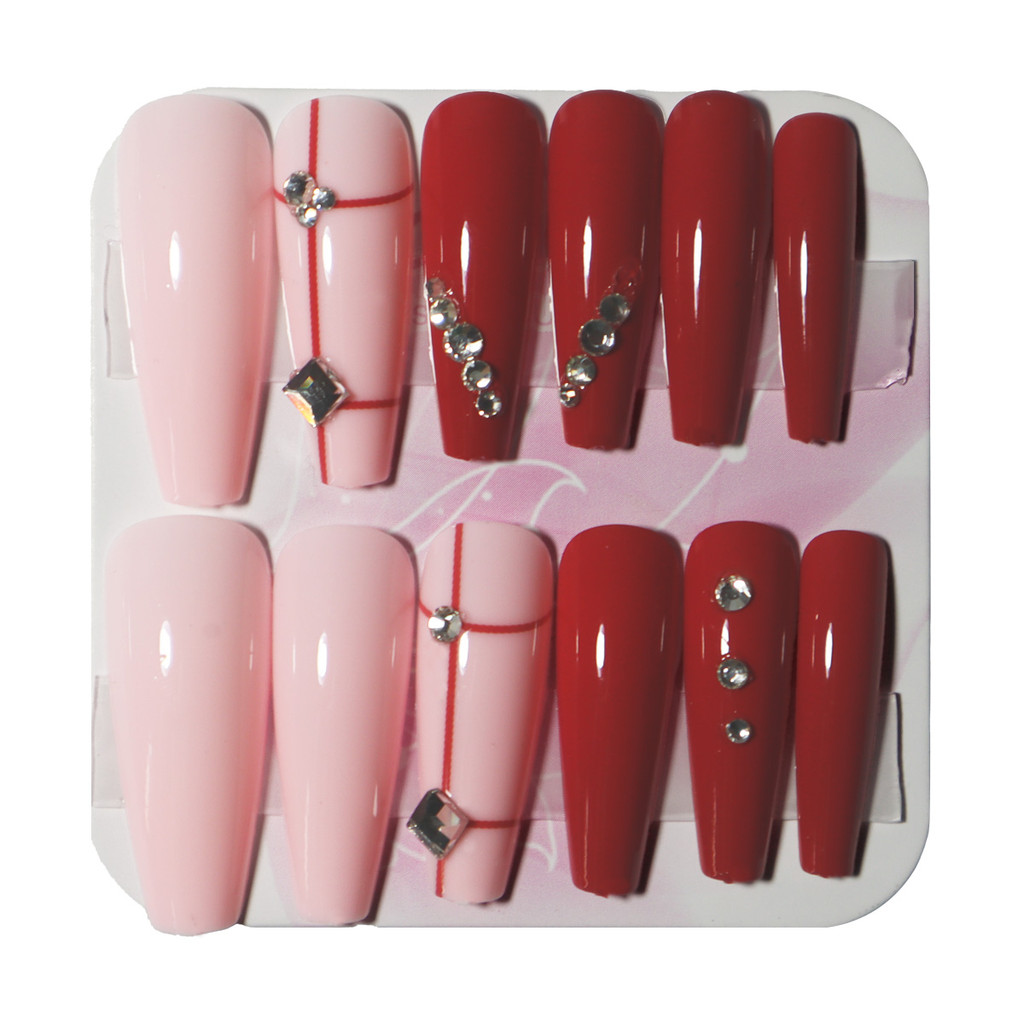 1cx Unha Postica Decorada Longa Bailarina Strass Francesinha
