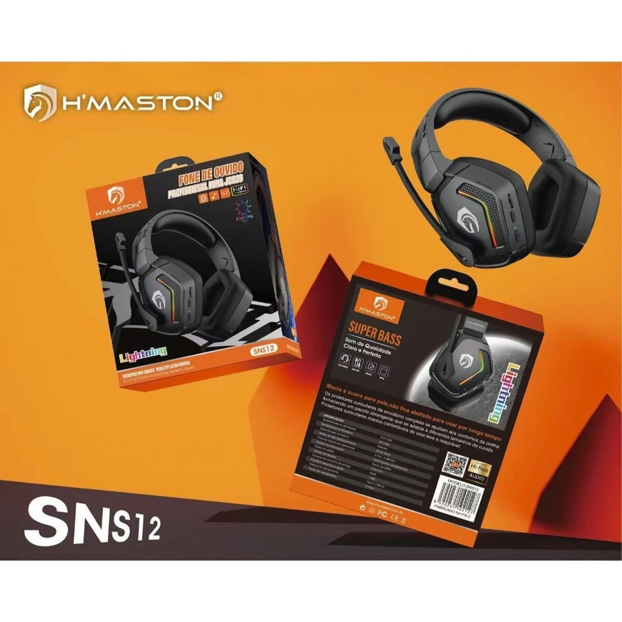 Fone de Ouvido Headset Gamer Sem Fio Bluetooth 5.0 com LED Rgb, Microfone e Som Imersivo H’Maston — R$ 125,98 em Shopee, 37% OFF