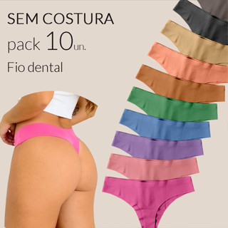 Kit 10 Calcinha Sem Costura Fio Dental Tanga Conforto Corte a Laser Não Marca em Oferta na Shopee