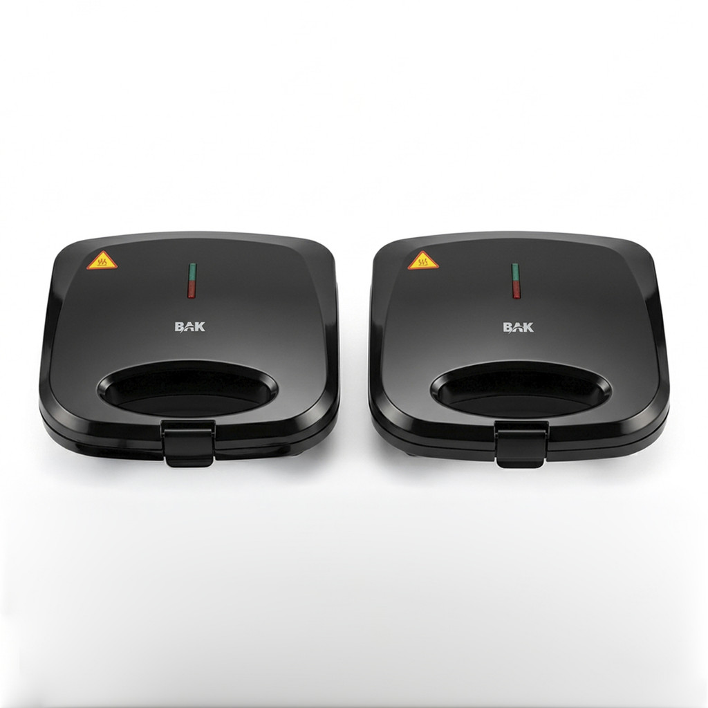 Kit 2 Sanduicheiras Grill Elétricas BAK 750W Chapas Antiaderentes 110V Ou 220V Para Lanches