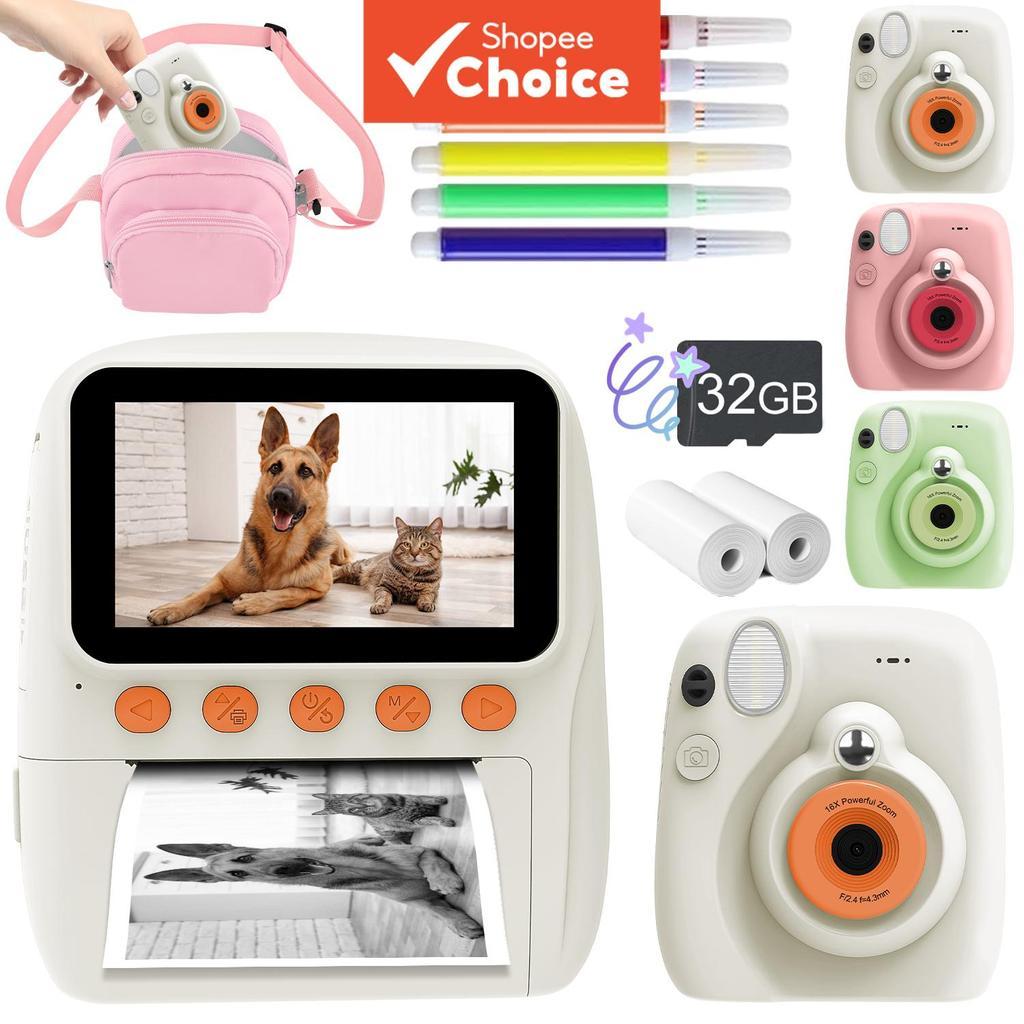 Câmeras Instantâneas para Crianças, Câmera Infantil de Impressão Instantânea, Câmeras Instantâneas 1080p Que Imprimem