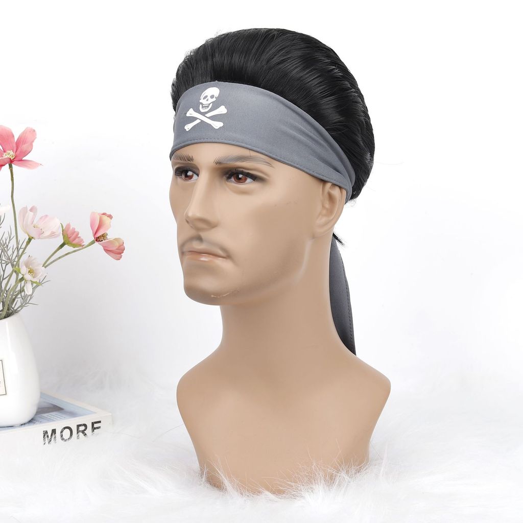 Peruca grande lenço de cabeça masculina peruca cabeça grande capa de cabelo falso volta peruca grande cabeça capa cabeça