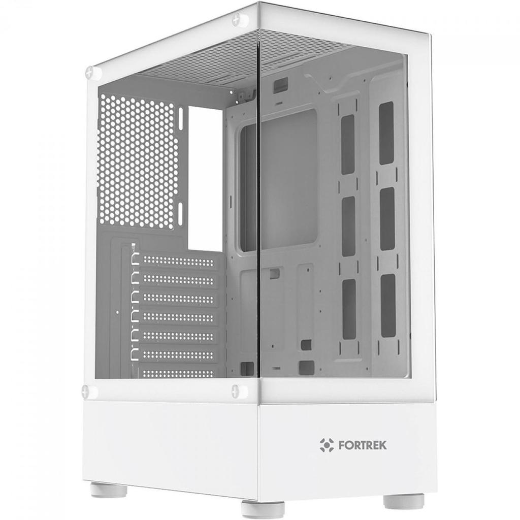 Gabinete Gamer Fortrek Crystal White, Mid Tower, Vidro Temperado, ATX, Branco, Sem Fonte, Sem Fans