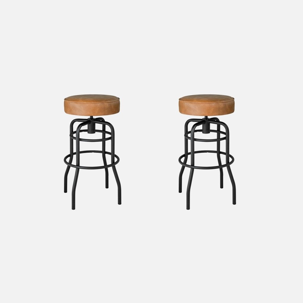 Conjunto 02 Banquetas de Aço 70cm Giratória Paris Preto/Caramelo