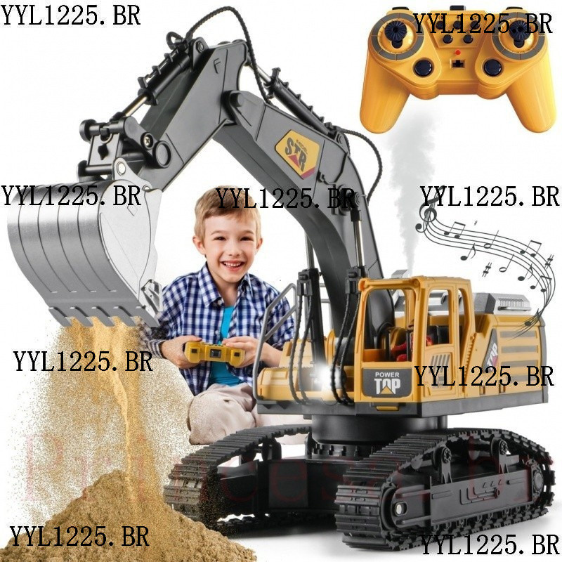 Construção Trator Recarregável Brinquedos Com 5 Canais Luz Controle Remoto Escavadeira IPJH JDJ8