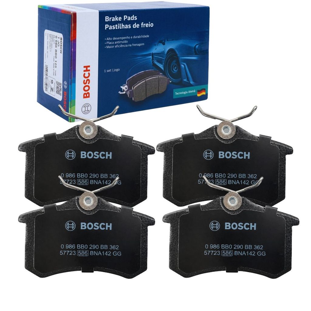 JOGO PASTILHA DE FREIO A DISCO TRASEIRA BOSCH AUDI CITROEN PEUGEOT RENAULT VW
