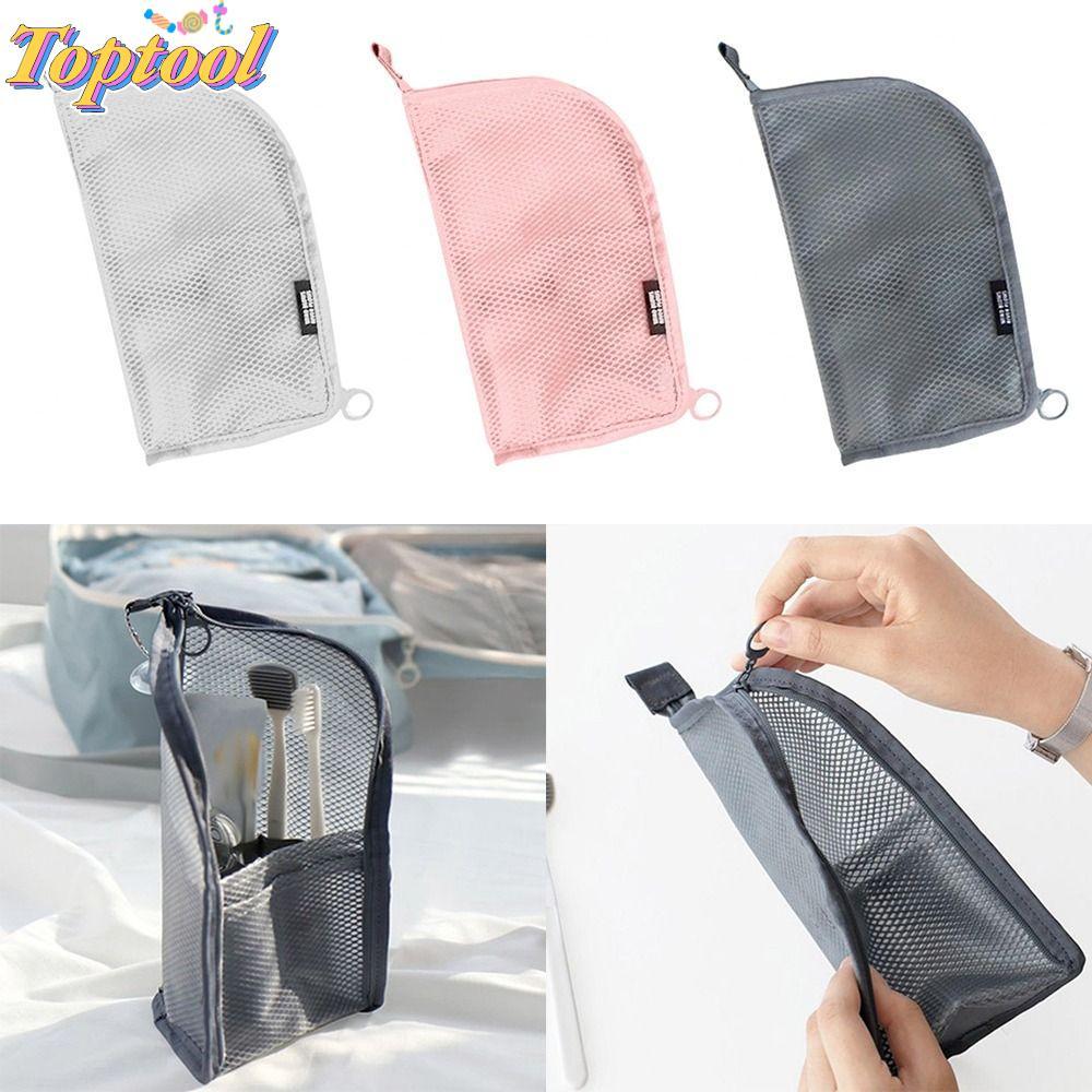 TOPTOOL Bolsa Para Pincel De Maquiagem , Cosmética De Malha Organizadora De Lavagem Dobrável Escova De Dentes Com Zíper 
