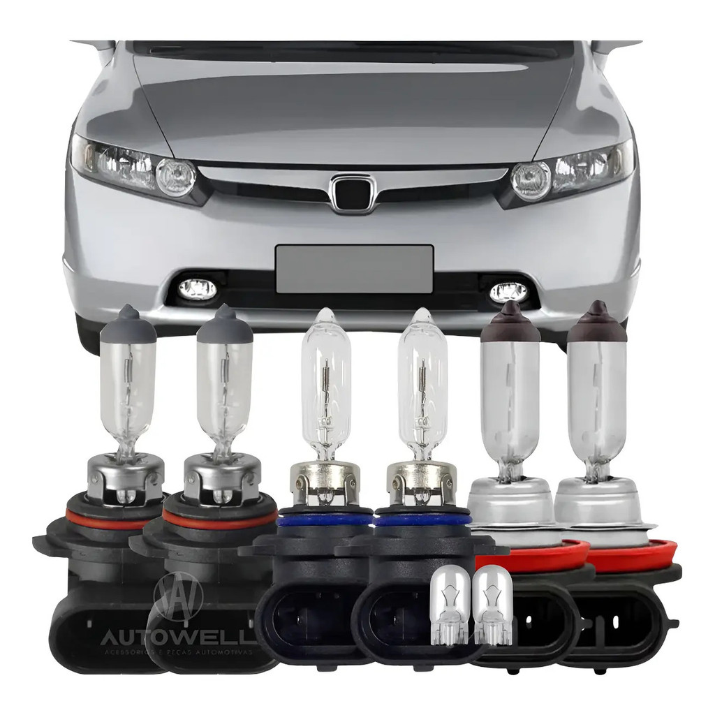 Kit 8 Lâmpadas Farol Honda Civic 2004 2005 2006 Até 2011