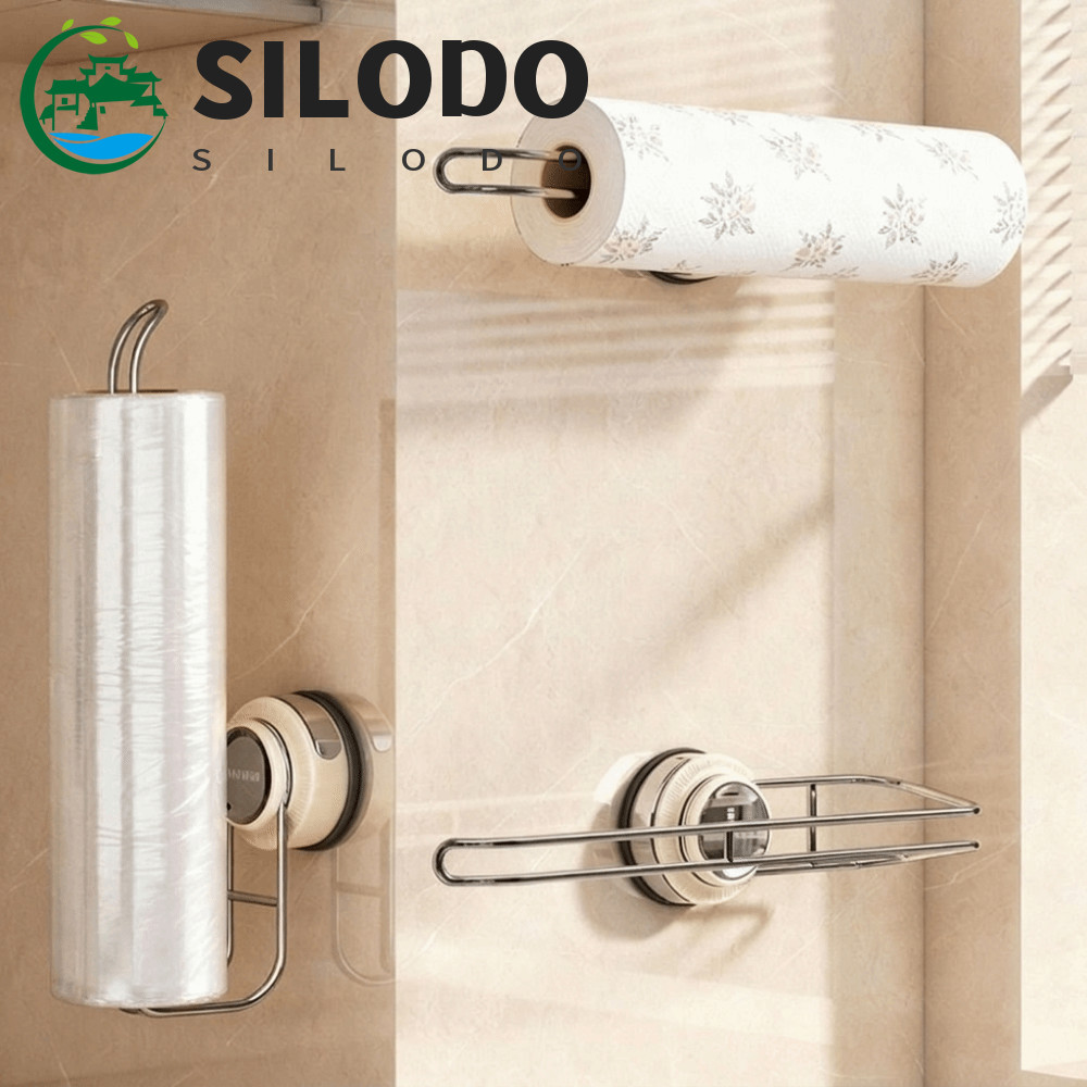 Rack De Armazenamento De Filme Aderente SILODO , Suporte De Toalha De Papel Com Ventosa Removível Sem Punção , Montado N