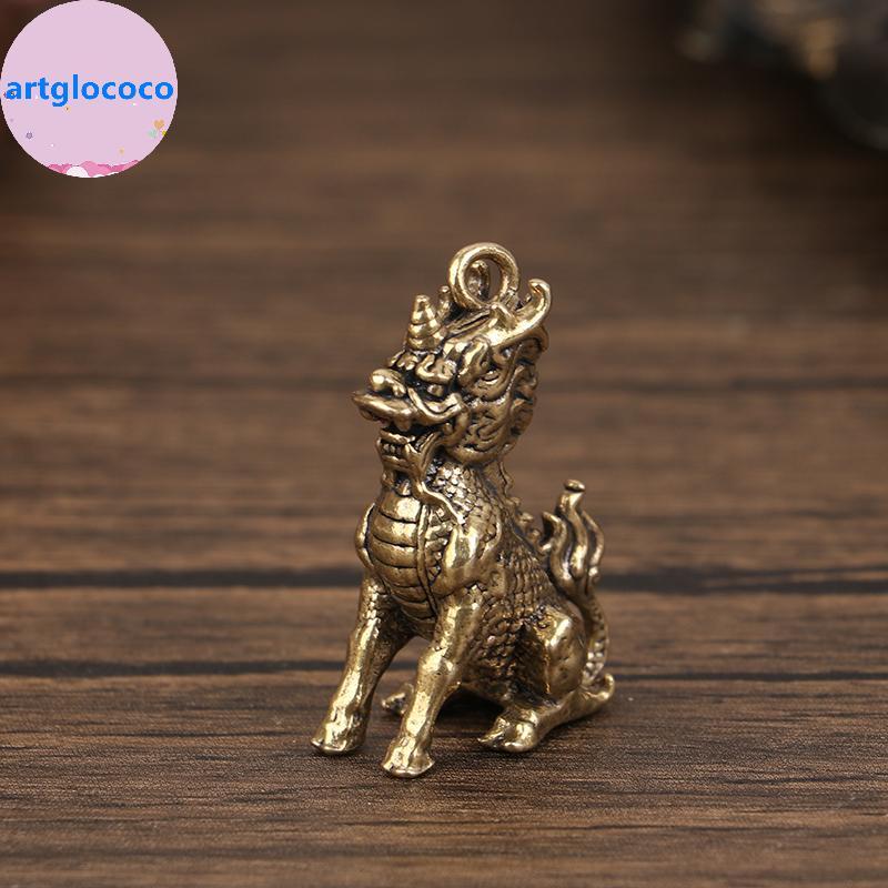 Artglococo Qilin Lu Animal Fengshui Estátua Vintage Estatueta Riqueza Decoração De Bronze Prosperidade Estilo Chinês Orn