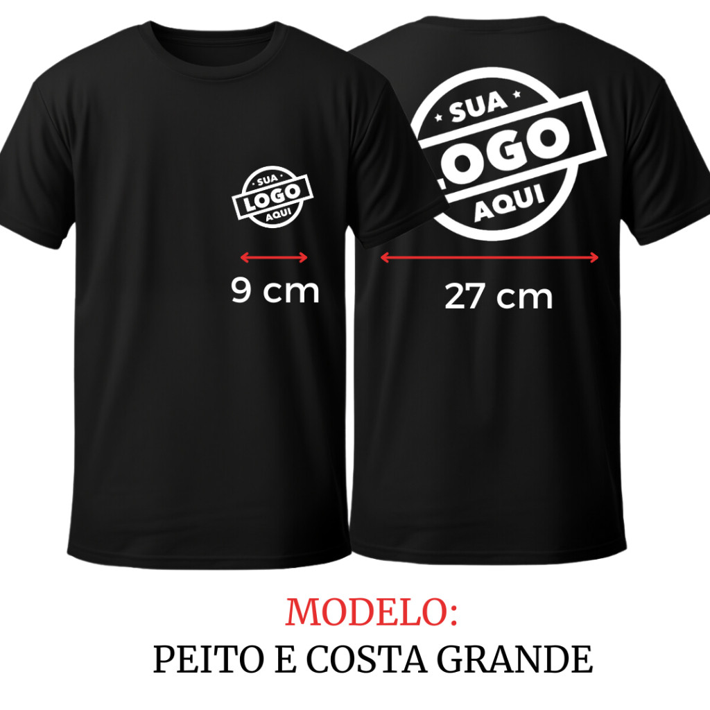 Camiseta Personalizada Preta Logo Marca Empresa Uniforme Estampa DTF Algodão 789