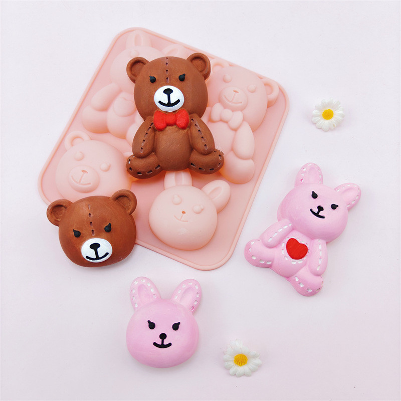 Molde De Silicone Em Forma De Coelho E Urso , Ferramenta De Fabricação De Aromaterapia , Decoração De Bolo Faça Você Mes