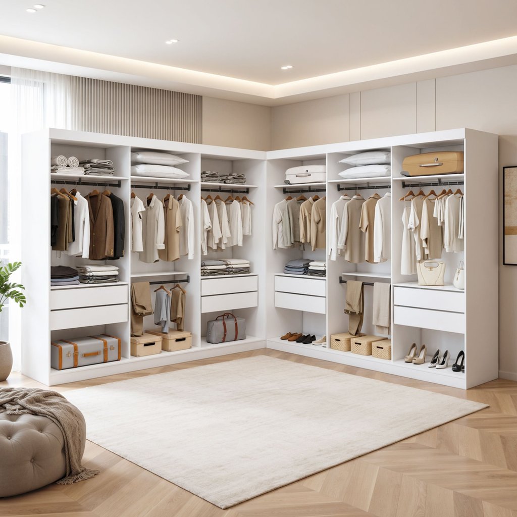 Closet Casal sem Portas 8 Gavetas Paris Duo Premium Yescasa Branco Branco