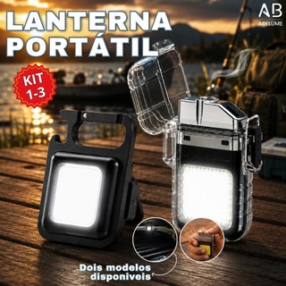 Mini Lanterna Chaveiro LED Isqueiro Elétrico Recarregável com Lanterna USB
