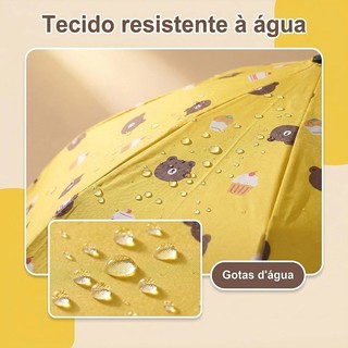 New Automatic Umbrella High Rain Resistance and Strong Wind with UV Protection Cartoon Bear Portable Parasol