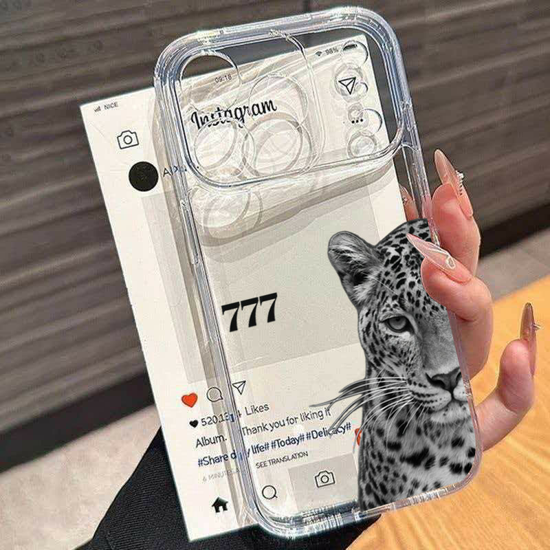 Capa Protetora Transparente Com Estampa De Leopardo Para Redmi Note 14 Pro 13 12 11 14C 13C 12C 10C POCO X7 X6 C75 C65