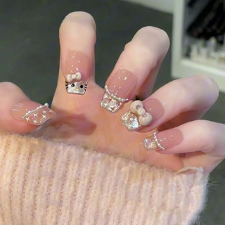 Bonito kt Strobe olho de gato artesanal usar fragrância de unhas arco curto francês suave clareamento Manicure