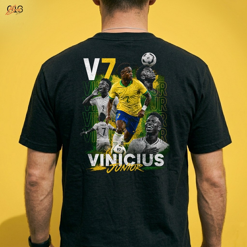 Camiseta Masculina Vinicius Junior Seleção Futebol 100% Algodão