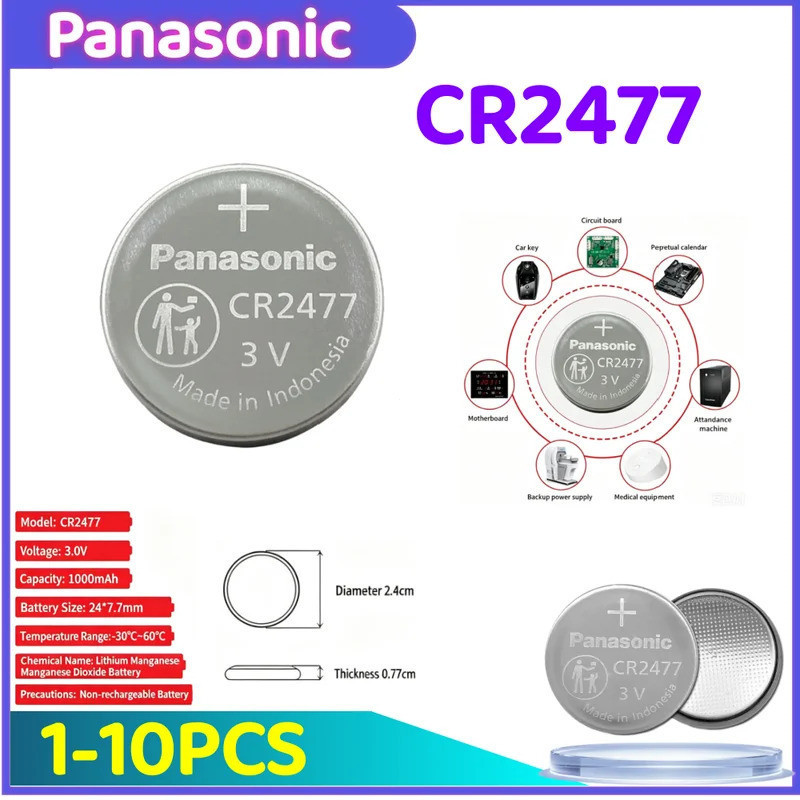 1-10 Pçs Panasonic CR2477 Bateria CR 2477 Lítio 3V Instrumento Medidor Importado digital monitor De Pressão Dos Pneus To