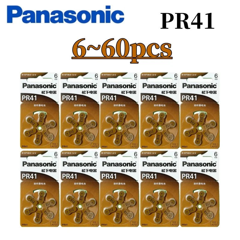 6-60 Unidades Originais Panasonic A312 312 P312 PR41 1.4V Bateria Amplificadora Para Aparelho Auditivo Avançado Batteria