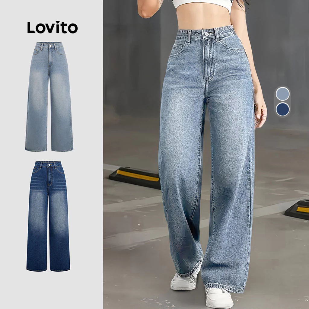 Lovito Casual Jeans Azuis Simples para Mulheres primavera/verão LK5ED303 — imagem 1