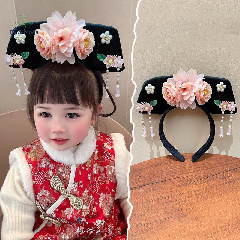 EA & Moda Flor Estilo Chinês Headwear sel Pérola Antigo Princesa Argola De Cabelo Hanfu Cocar Grampo Feminino .