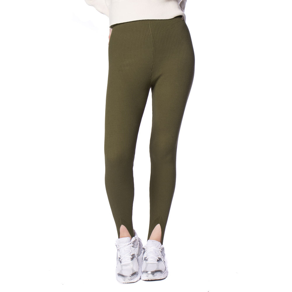 Calça Feminina Biamar Fusô Canelada Com Pezinho Verde Escuro