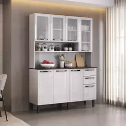 Kit Cozinha Itatiaia Florença Cristal Aço com 8 Portas – Branco