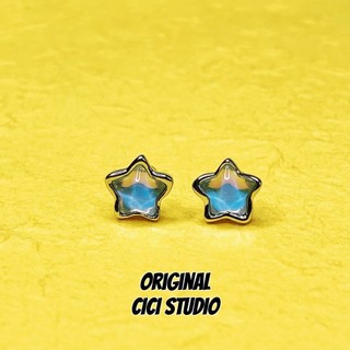 CICI Aurora estrela brincos estrela de cinco pontas sonhador fresco pequenos brincos Seiko claro Super piscando Piercing