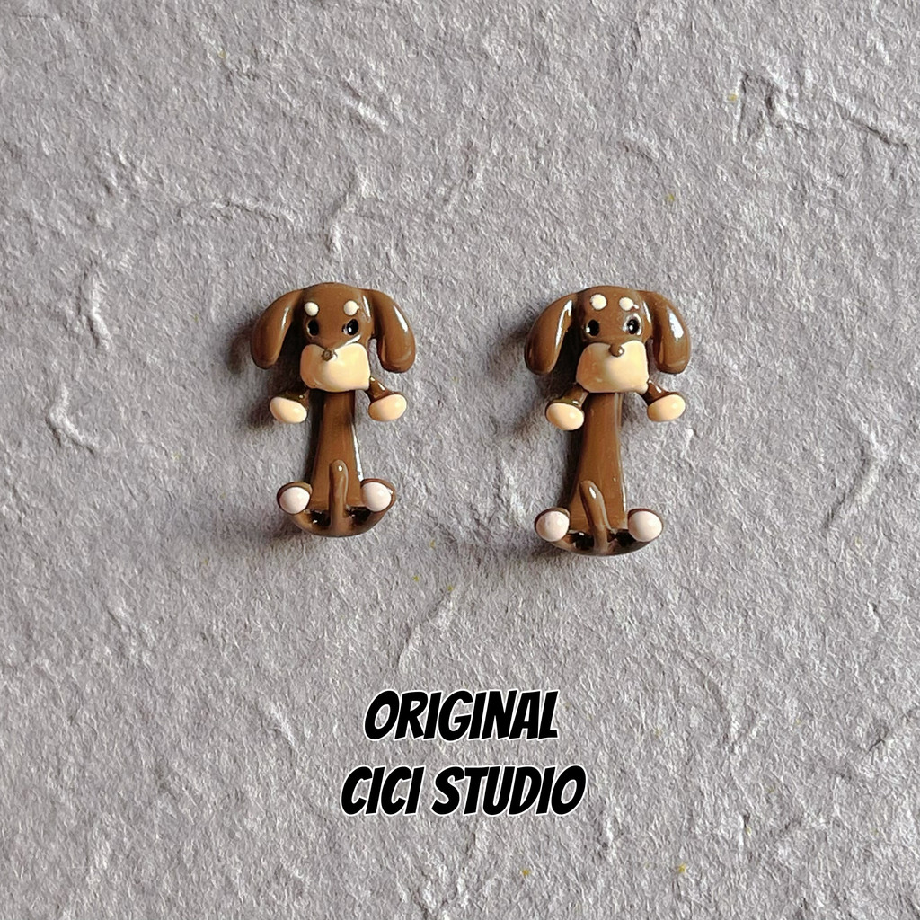 CICISTUDIO Design Bonito Marrom Dachshund Filhote de Cachorro Brincos Femininos Desenhos Animados Bonitos Engraçados Bri