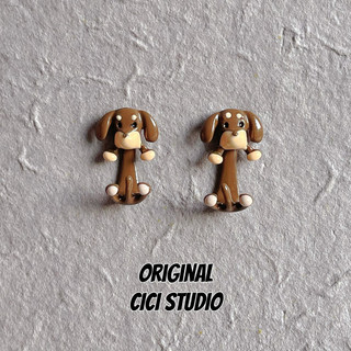 CICISTUDIO Design Bonito Marrom Dachshund Filhote de Cachorro Brincos Femininos Desenhos Animados Bonitos Engraçados Bri