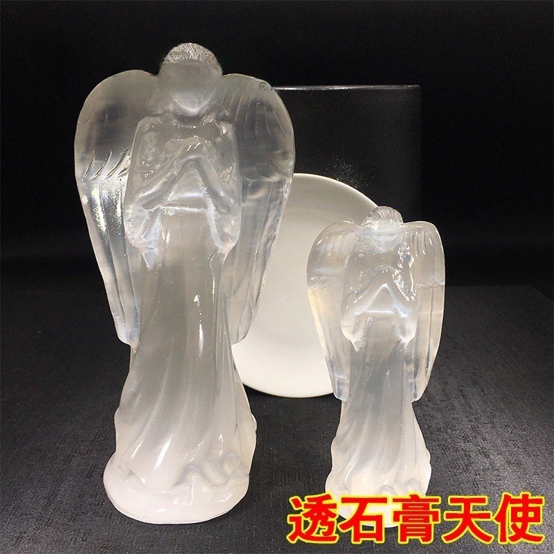 [Seleção Anyuan] Ornamentos de gesso transparentes marroquinos naturais, opala de anjo de oração/escultura, artesanato,
