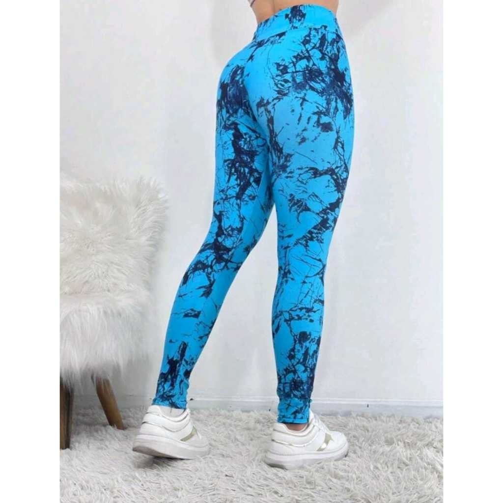 Calça Legging Feminina Tie Dye Mármore Marmorizada Tecido Suplex Premium Grosso Sem Transparência Academia Yoga Fitness