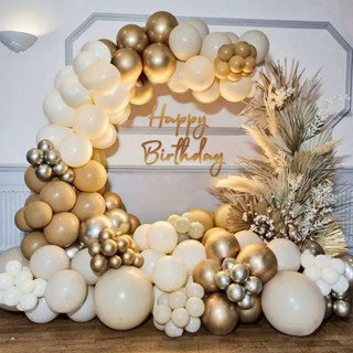 Balão de aniversário kit com 185 balões - Bege + Branco + Dourado para decoração de Festas. em Oferta na Shopee
