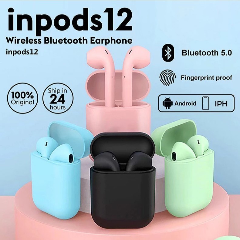 Fone De Ouvido Bluetooth Sem Fio i12 TWS Com Microfone Intra-Auricular Confortável Para Jogos Esportivos em Oferta na Shopee