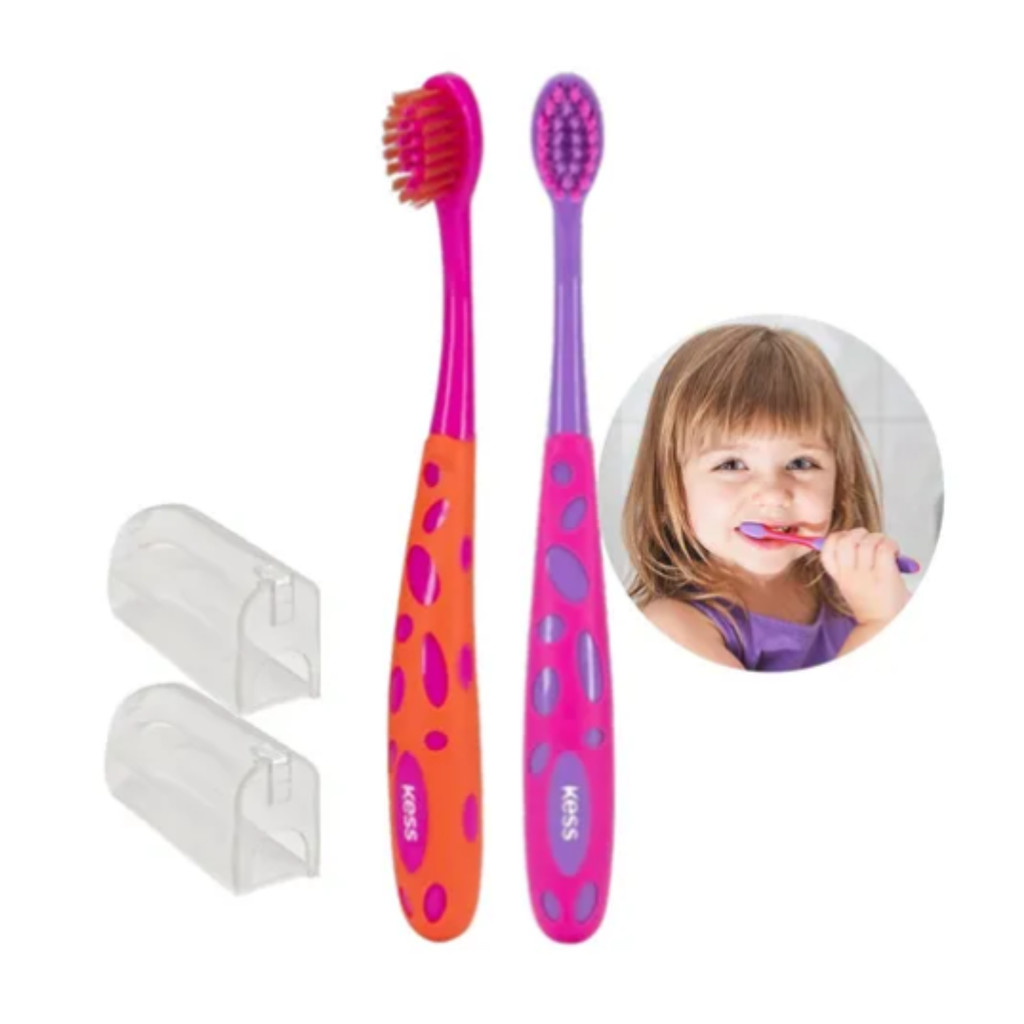 PACK COM 2 ESCOVAS DENTAIS FUN STEPS 2  2583 KESS em Oferta na Shopee