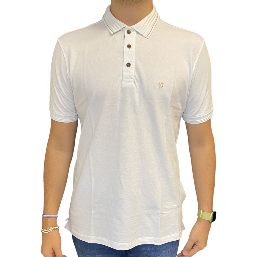 Camiseta Polo Individual Masculina Comfort Fit Branco